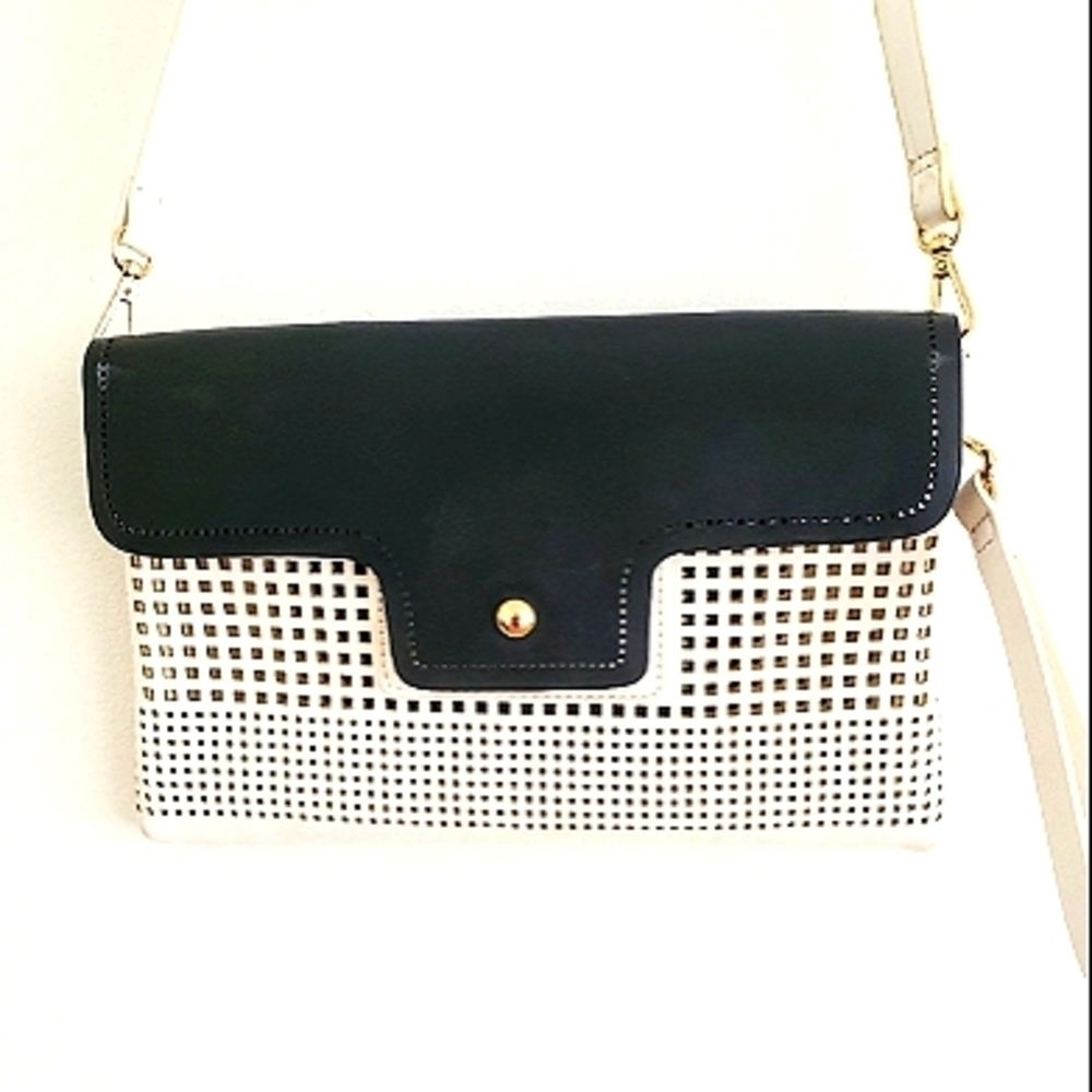 ZARA Basic Perforated Clutch Purse  with Shoulder & Wristlet strap EUC